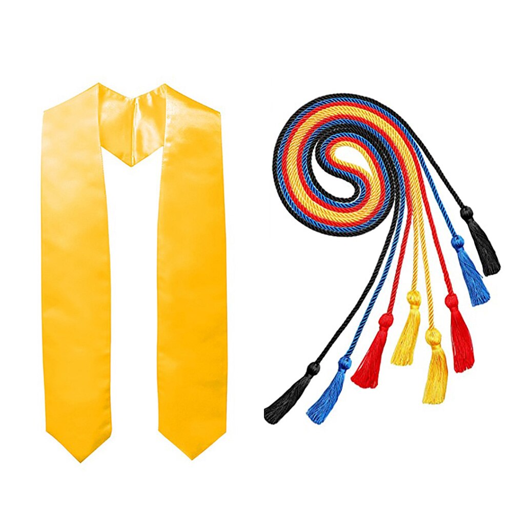 Ensfarvet gradueringsramme skulderrem graduering ære stjal ramme kvast dekorationssnore graduering fest foto rekvisitter: Gul