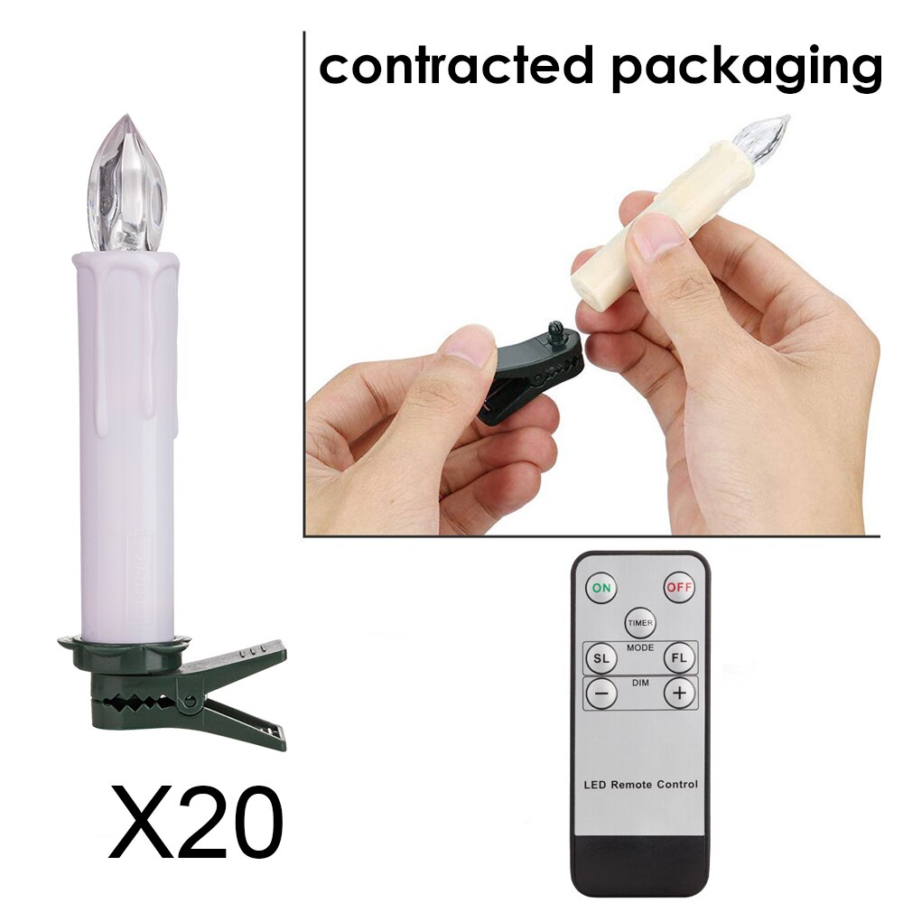 Tree Decoration LED Candles Lights with Remote Control Taper Candles Led Flameless for Years Christmas Party Wedding: White 20PCS AA