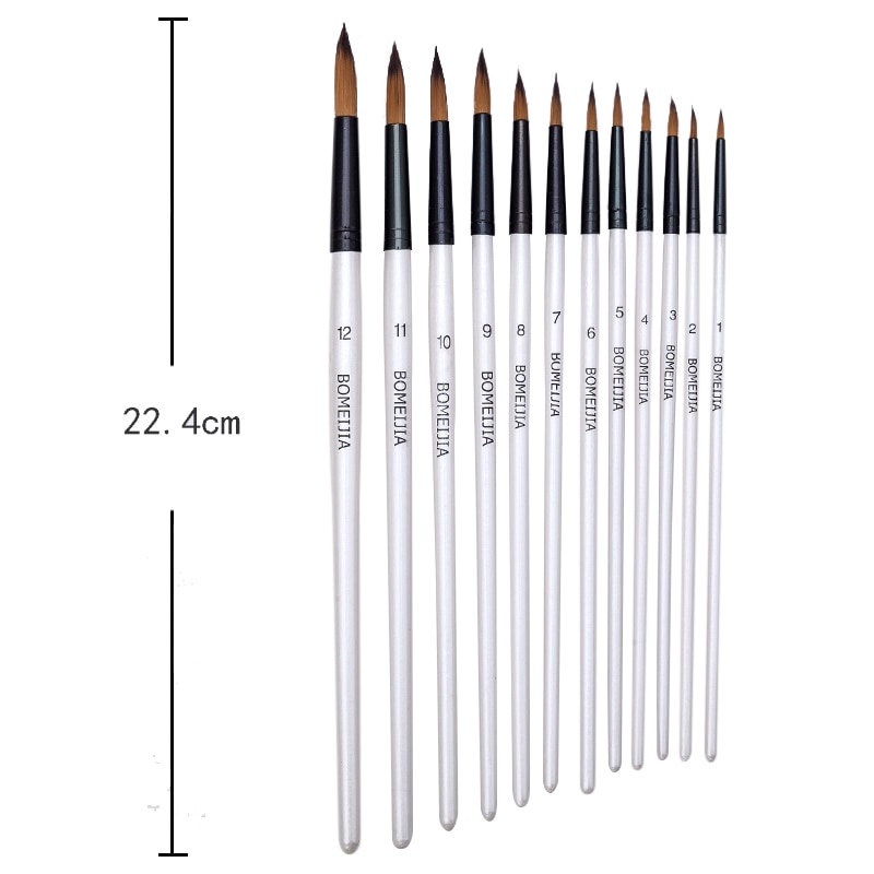 12Pcs Paint Brush Set Filbert Golden Nylon Bristle Brush for Watercolor Acrylic, Gouache, Oil and Facepaint