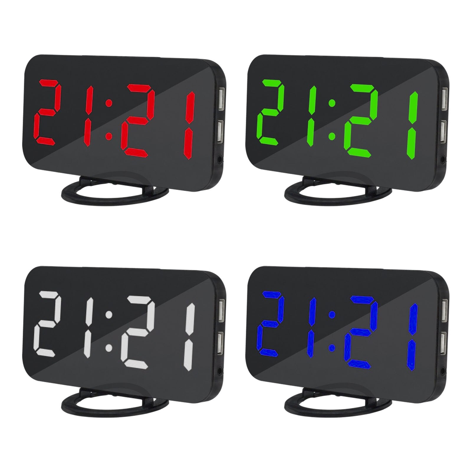Inductive Dimming Clock, Alarm Clock Dual USB Output Mobile Phone Charging Sleeping Mirror Clock Digital Clock