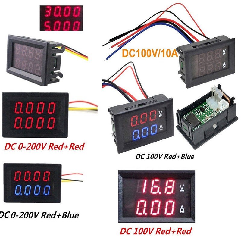 Akozon LED AC Voltmeter Amperemeter – 100–300V, 0–10A, Geteilter Transformator, Doppelanzeige Rot/blau