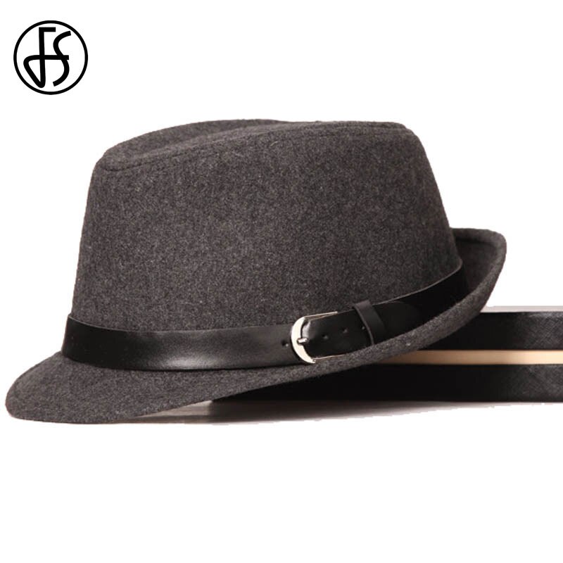 Fs klassinen syksy talvi miesten villahattu jazz fedora vyöllä naisten leveälierinen trilby musta harmaa ruskea huopasilinteri hatut herrasmies