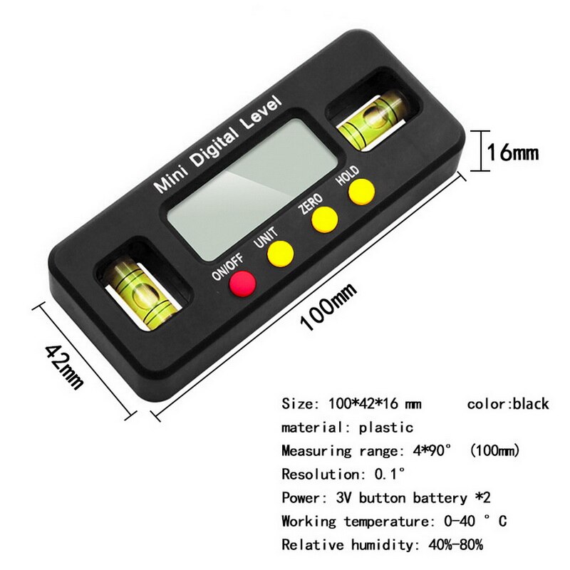 360 Degree Digital Angle Finder Protractor Electronic Level Box Digital Inclinometer Angle Measuring Tool With Magnets Portable