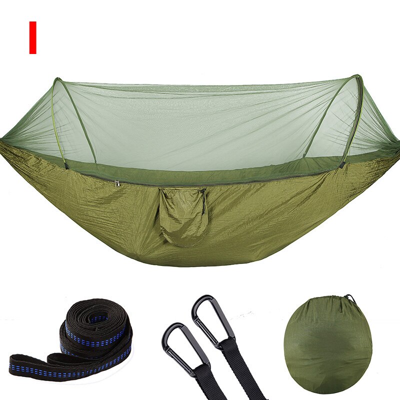 1pcs outdoor camping single double nylon automatic quick-opening hammock with mosquito net S7B0984: I / 290X140CM