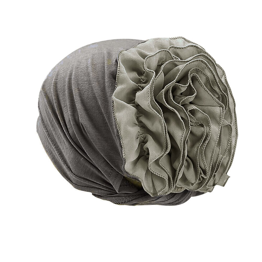 Vrouwen Bloem Moslim Ruche Kanker Chemo Hoed Beanie Sjaal Tulband Head Wrap Cap Casual Katoen Chiffon 4.11