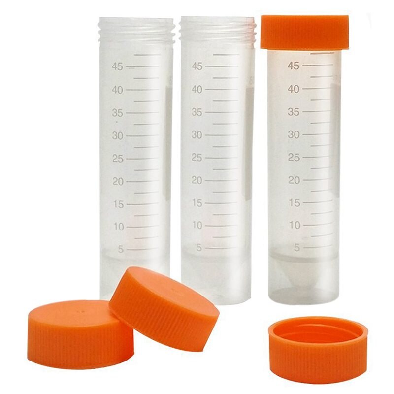 30 pcs 50ml Flat-Bottom Plastic Graduated Vial Tube with Screw Cap