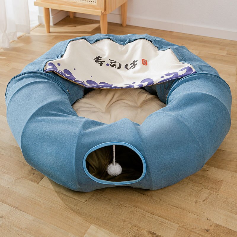 Foldable Cat Tunnel House Double Use Cat Toys Interactive Play Toy Pet Tube Collapsible Kitten Rabbit Cat Ferrets Puppy Bed