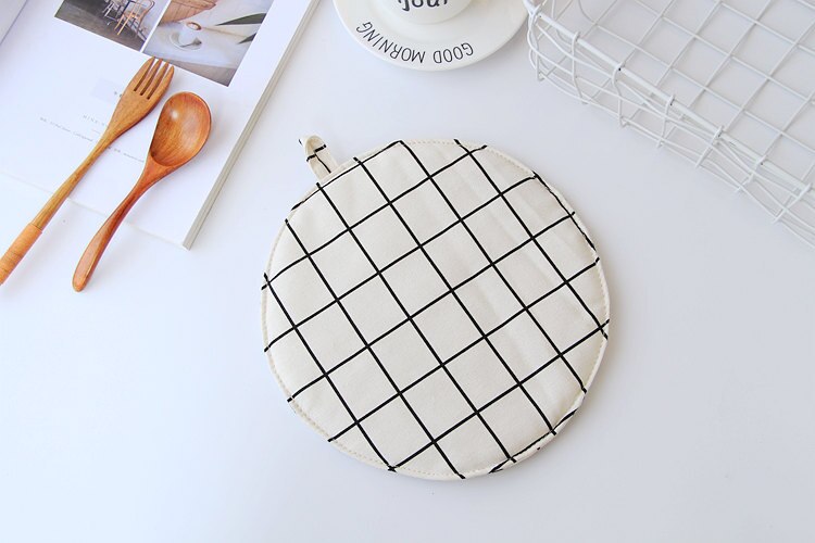 FOURETAW 1 Stück Nette Gelb Grau Baumwolle nordisch Küche Kochen mikrowelle handschuhe backen BBQ topflappen Backofen Handschuhe: L