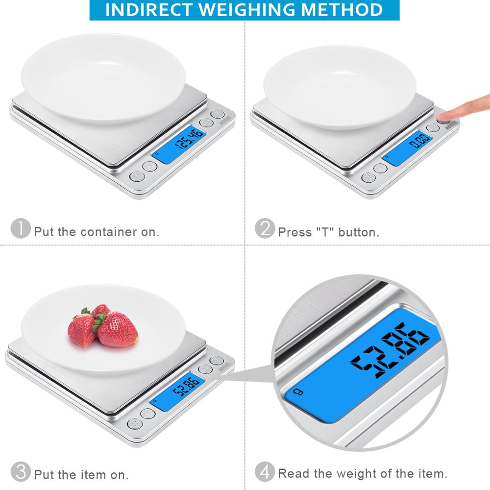 AMIR Digital Kitchen Scale Mini Pocket Stainless Steel Food Baking Scale 500g/0.01g LCD Display Electronic Kitchen Scales