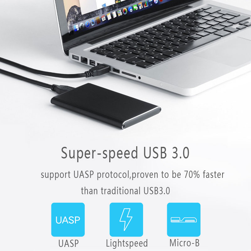 Sata3 à USB3.0 externe 2.5 pouces Boîtier de DISQUE DUR SSD Boitier SATA III 6gbps UASP boîtier de disque dur pour ordinateur portable/Mac/PC SSD Disque Dur