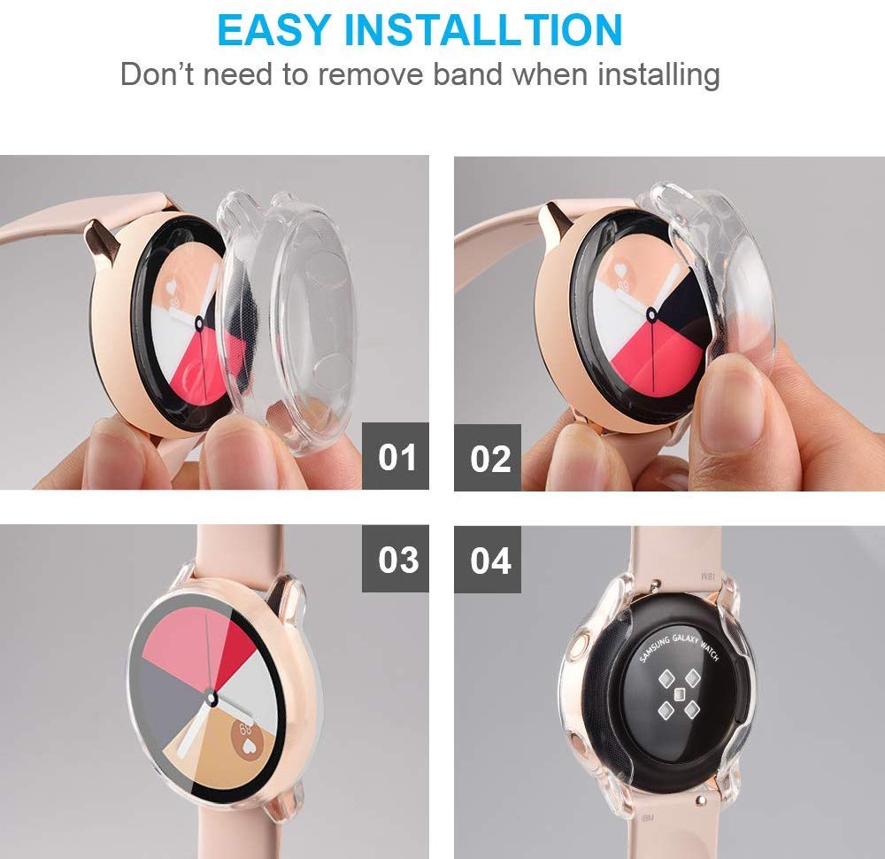 Screenprotector voor samsung galaxy watch active 2, ultradunne zachte siliconen volledige beschermhoes voor galaxy active 40/44mm