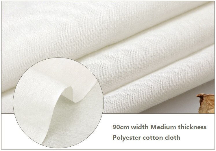 Tela Gris, color blanco natural, tela de algodón, tela de bordado de teñido para ropa de vestir, matiral de costura DIY: 90cm width Medium