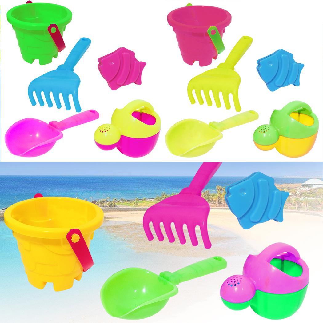5 pièces enfants plage jouet râteau pelle seau extérieur au-dessus de 3 ans enfants sable jouant ensemble de jouets aléatoire: Default Title