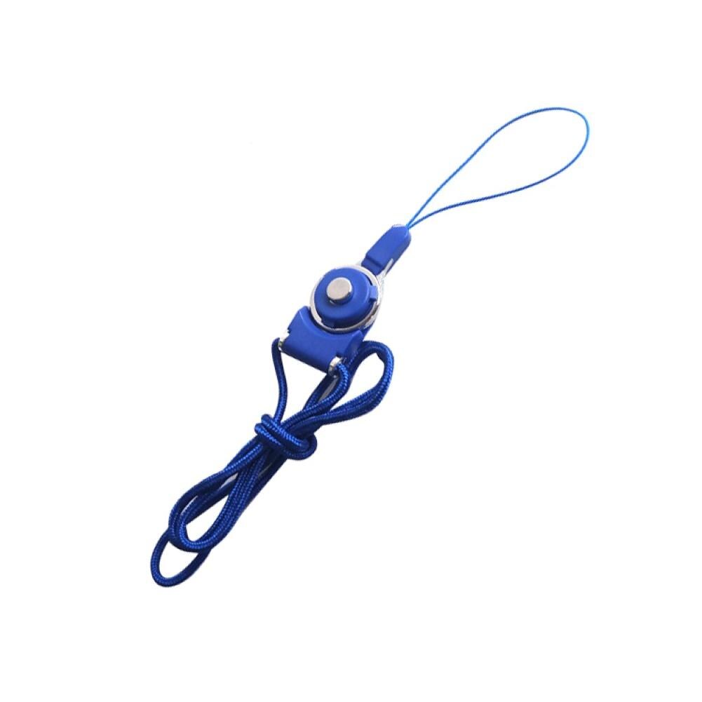 Ring Gesp Afneembare Mobiele Telefoon Case Twee-In-een Universele Lanyard Gevlochten Hals Lanyard: Dark Blue