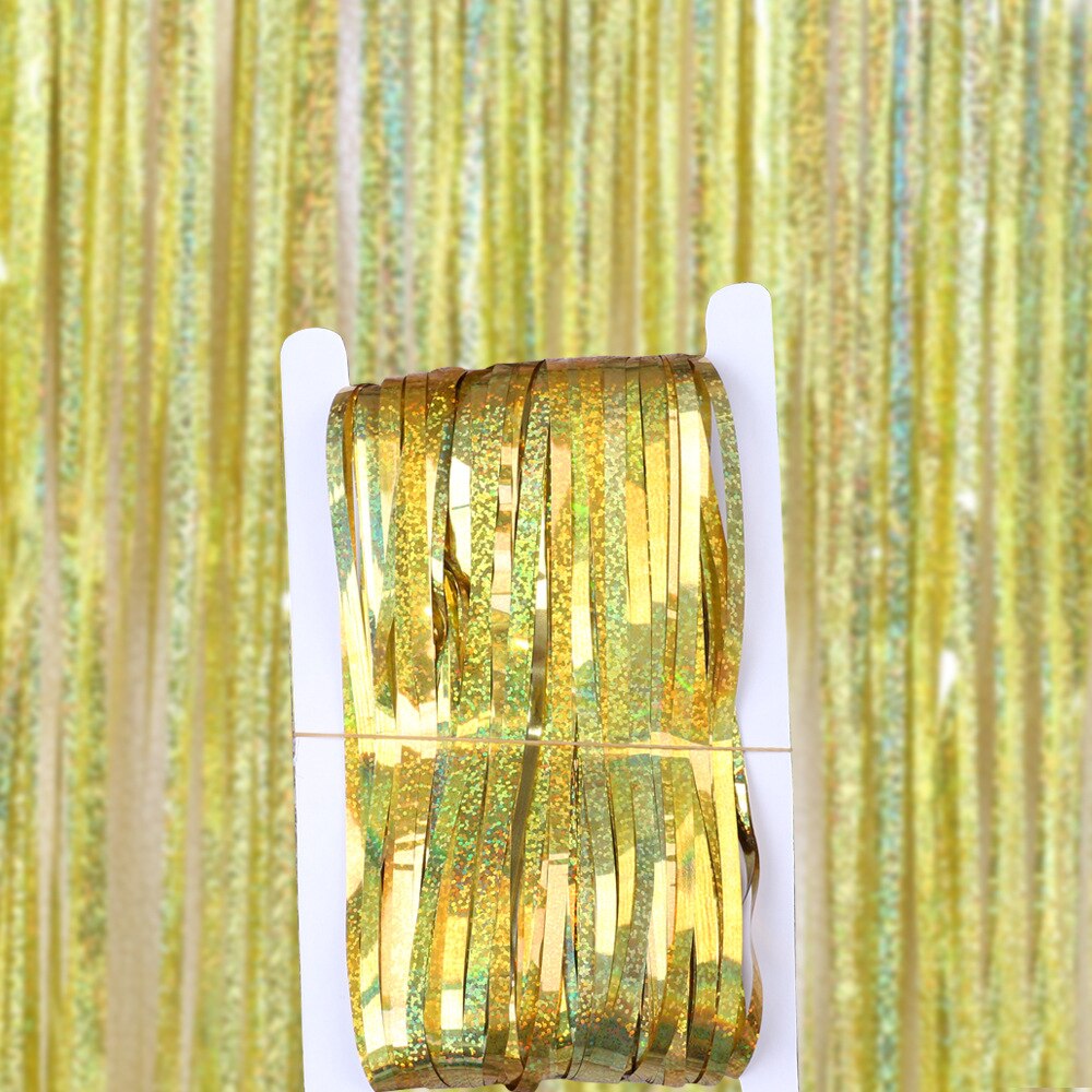 Fødselsdagsfest baggrund gardiner glitter guld glitter glitter folie gardin bachelorette bryllup dekoration voksen jubilæum: Laser guld