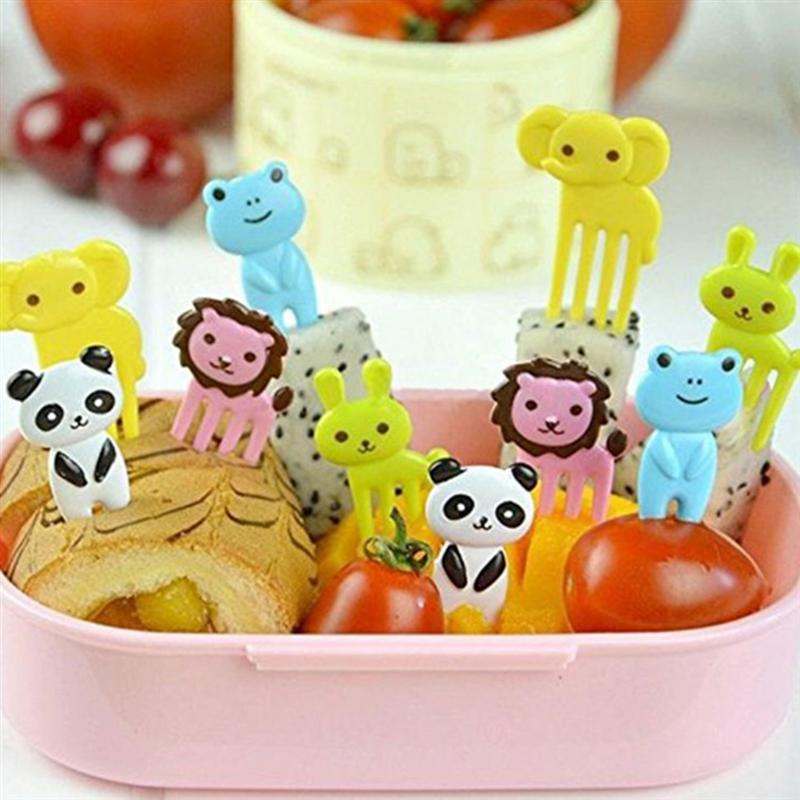 20 stuks cartoon mini bento vorkjes, fruitprikkers, fruit vorkjes, wegwerp dessert vorkjes voor kinderen, voedselbenodigdheden (willekeurige kleur)