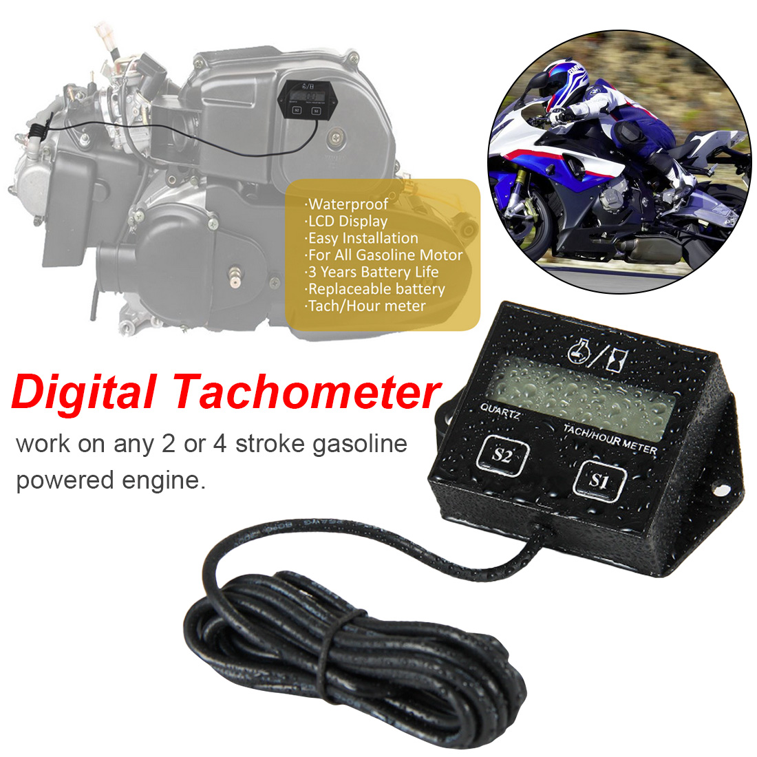 DT6236C Tacómetro Digital 2 en 1 Medidor de Tacómetro Optoelectrónico de RPM de Contacto Y sin Contacto 19999RPM Medidor de Velocidad Medidor de Rotación para Rueda de Motor