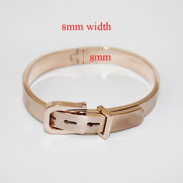 Riem Gesp Armband Femme 4 Kleuren Rvs Punk Verstelbare Manchet Armbanden Bangles Lady Sieraden: 8 mm rose gold