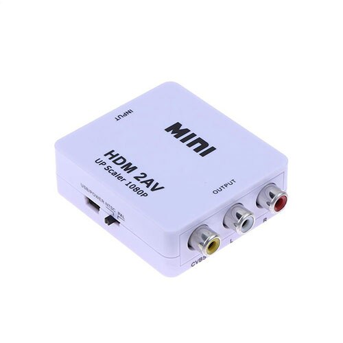 Hdmi-kompatibel till av scaler adapter hd video komposit omvandlarbox hd till rca av/cvsb l/r video 1080p stöd ntsc pal: Ingen rad
