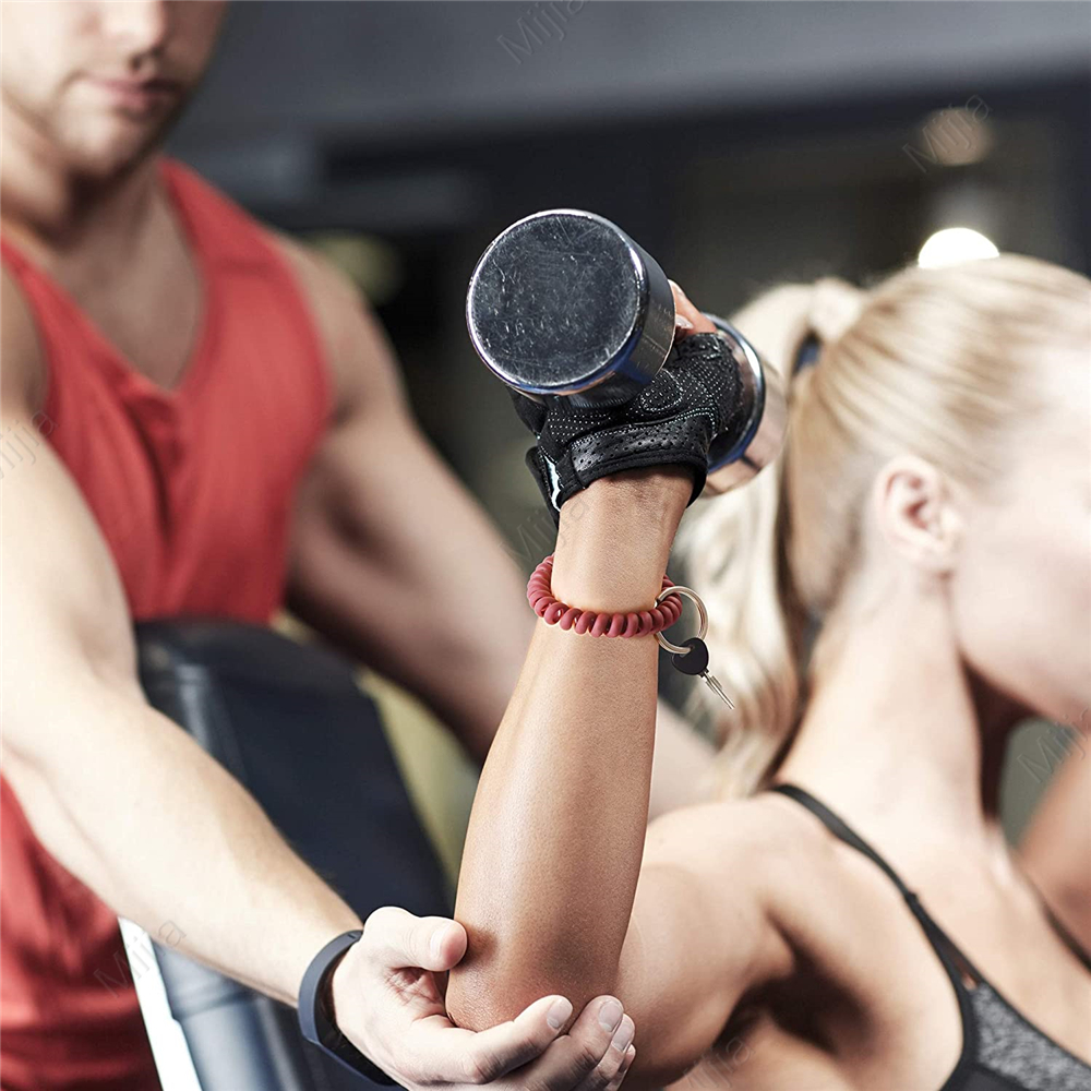 Pulsera elástica, llavero con resorte, pulsera en espiral Flexible, soporte para llaves para gimnasio, piscina, tarjeta de identificación, deportes