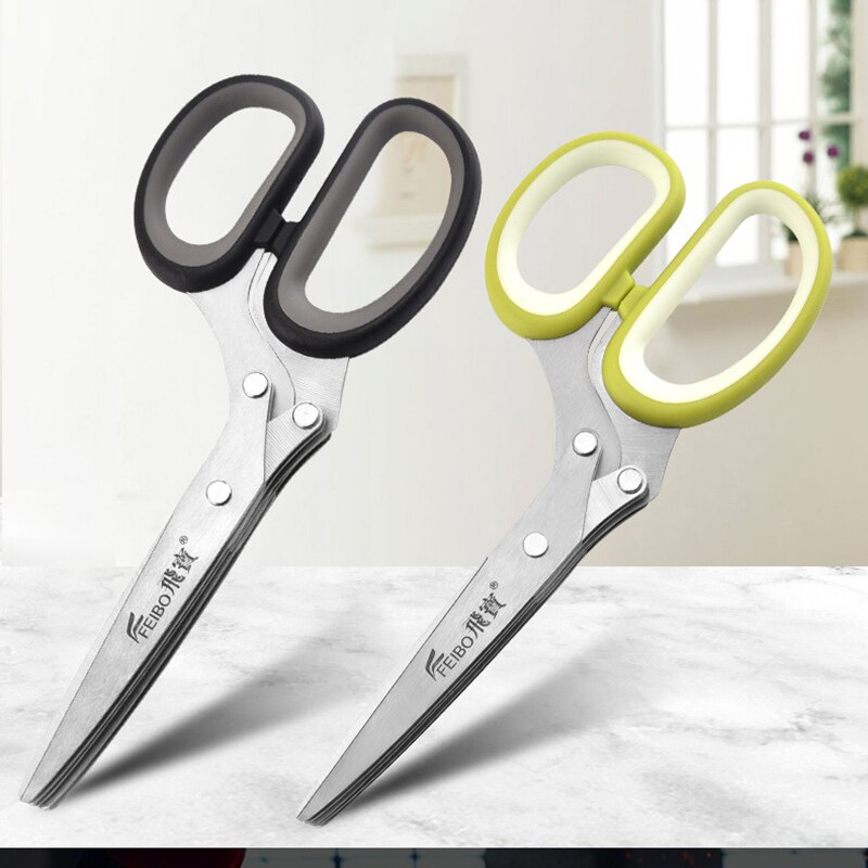 Herb Scissors with 5 Blades and Cover, Herb Scissors, Multipurpose Cutting Herb Stripper, Kitchen Shears Dishwasher Safe