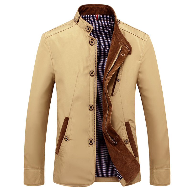 Blazer Col Montant Homme Manches Longues - Élégant Boutonnage Simple, Automne Hiver, Couleur Unie Casual Costume Veste