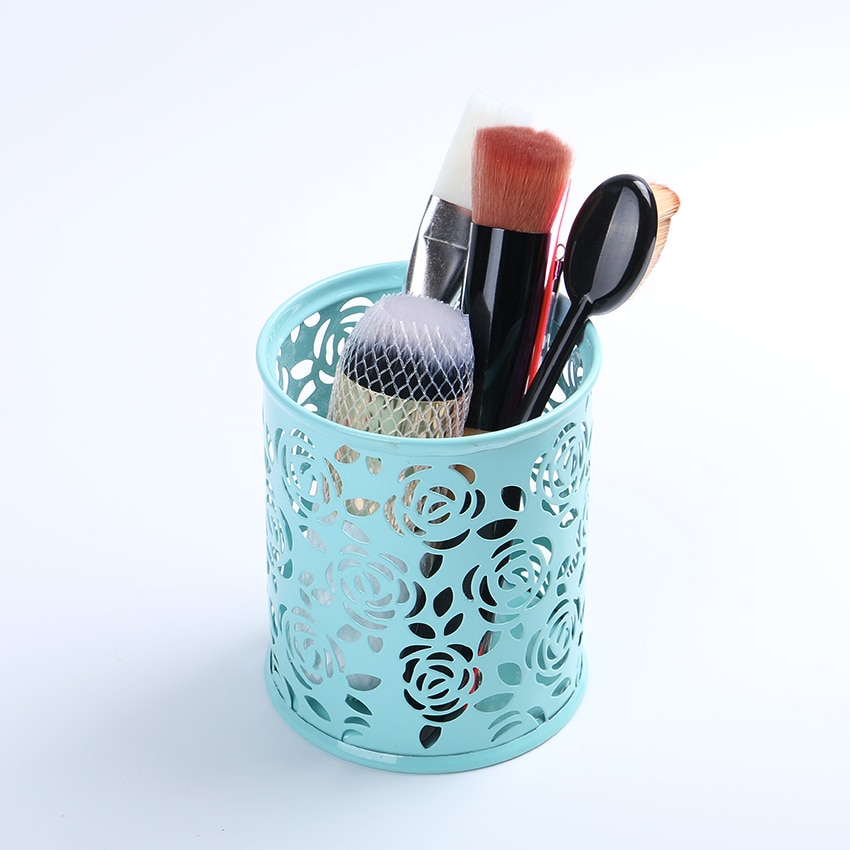 1PC Storage Organizer Hollow Rose Flower Pen Case Pencil Stand Container Stationary Study Round Pen Holders