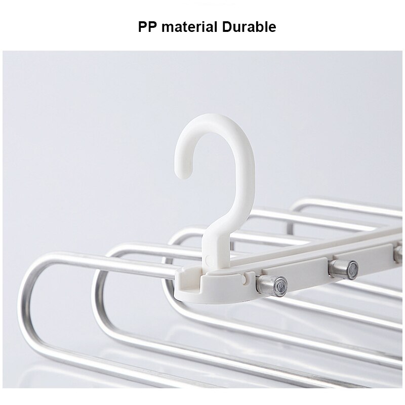 5-in-1 Drying Rack Hanger Wardrobe Finishing Double Hook Stainless Steel Folding Pants Rack Five In One Dual Drying Rack Hanger