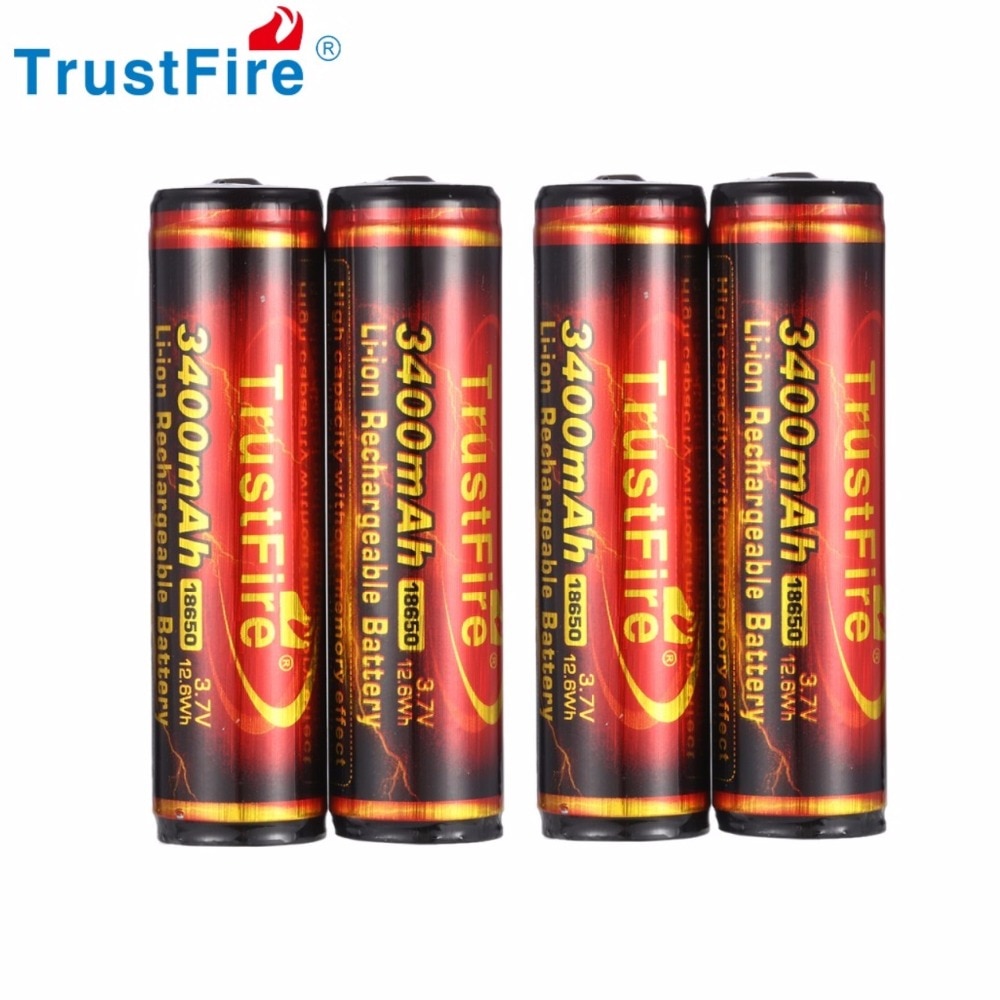 4 stks TrustFire 3.7 V 18650 Ion Batterij 3400 mAh Oplaadbare Lithium Batterij met PCB Beschermd voor Zaklamp Koplamp