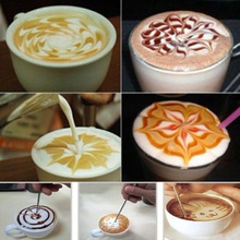 1pc rustfri stål latte kaffe kunst nåle cafe maskine kaffemaskine køkken tilbehør mønster blande pen