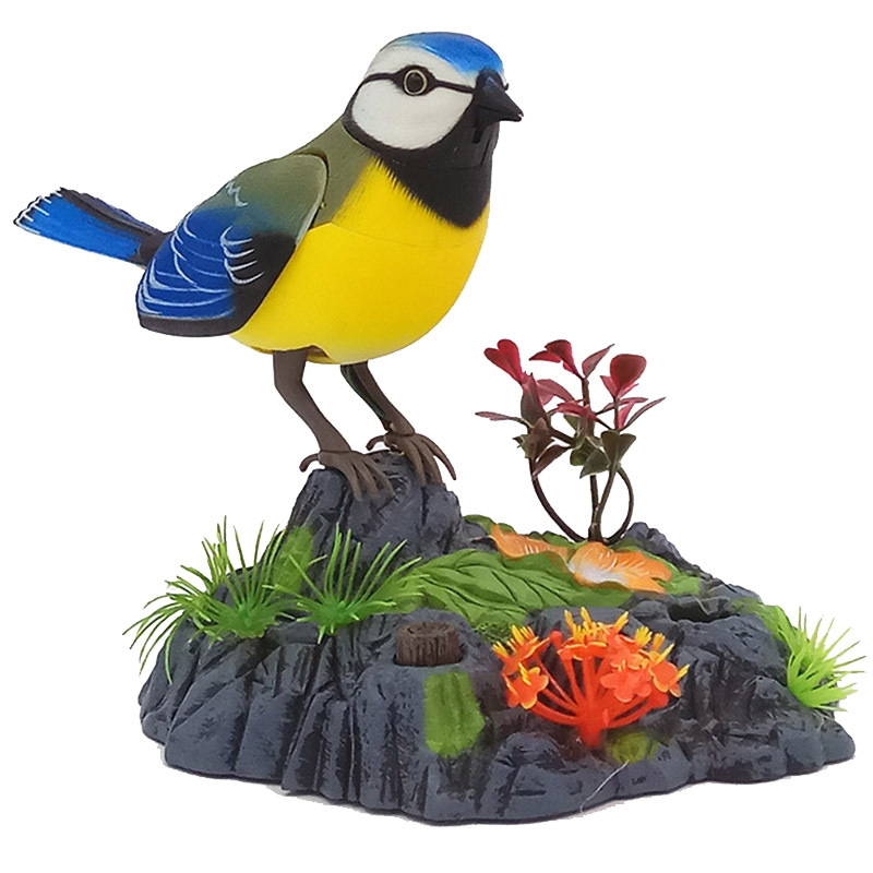 Sound Voice Control Electric Bird Pet Toy Electric Simulation Induction Bird Cage Birdcage Toy: green