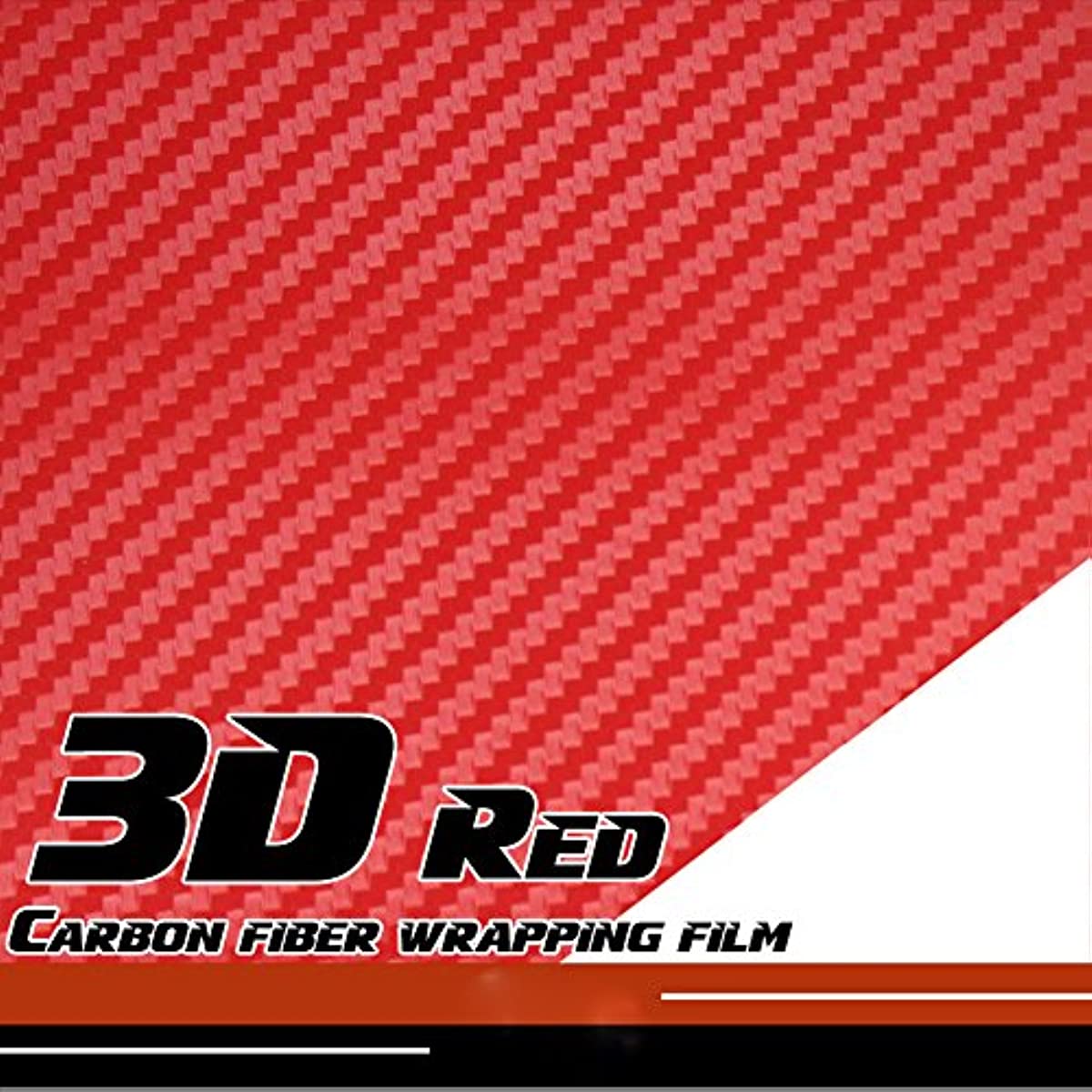 3D Fibra de Carbono Vinilo Coche DIY Wrap Sheet Roll Película Adhesiva Calcomanía - Color Rojo 127X30cm 50"X11.8" (Rojo)