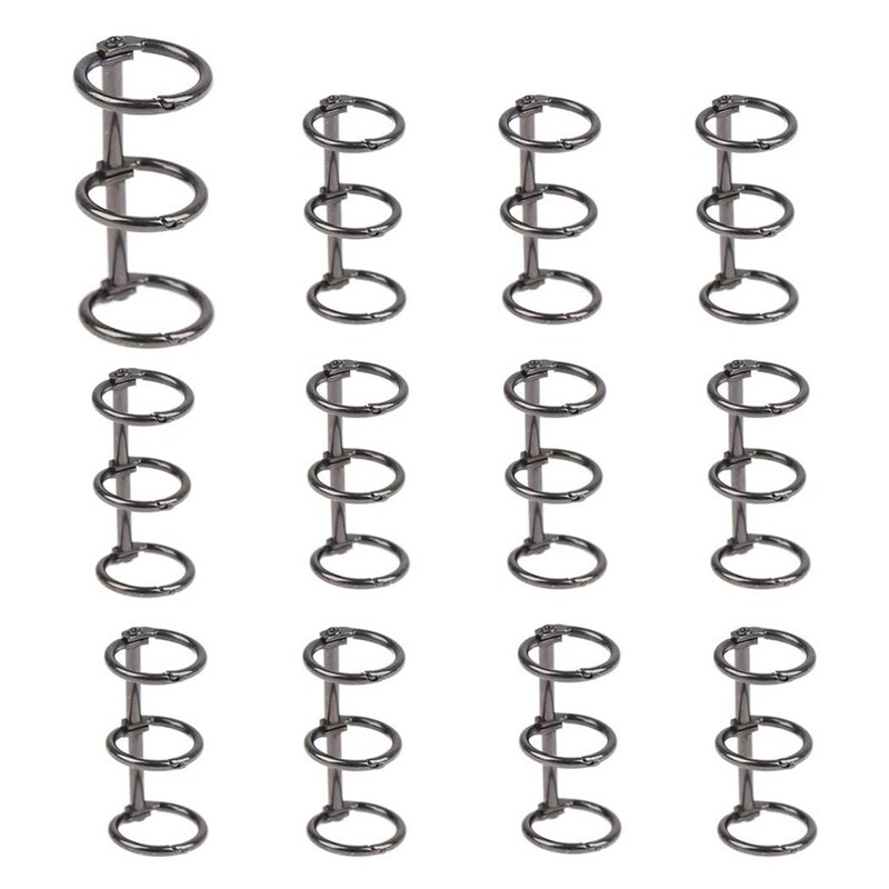 12 Pcs 3 Ring Book Rings Leaf Binders Office Book Rings Snap Split Hinged 20mm Inner Diameter Book Ring: black