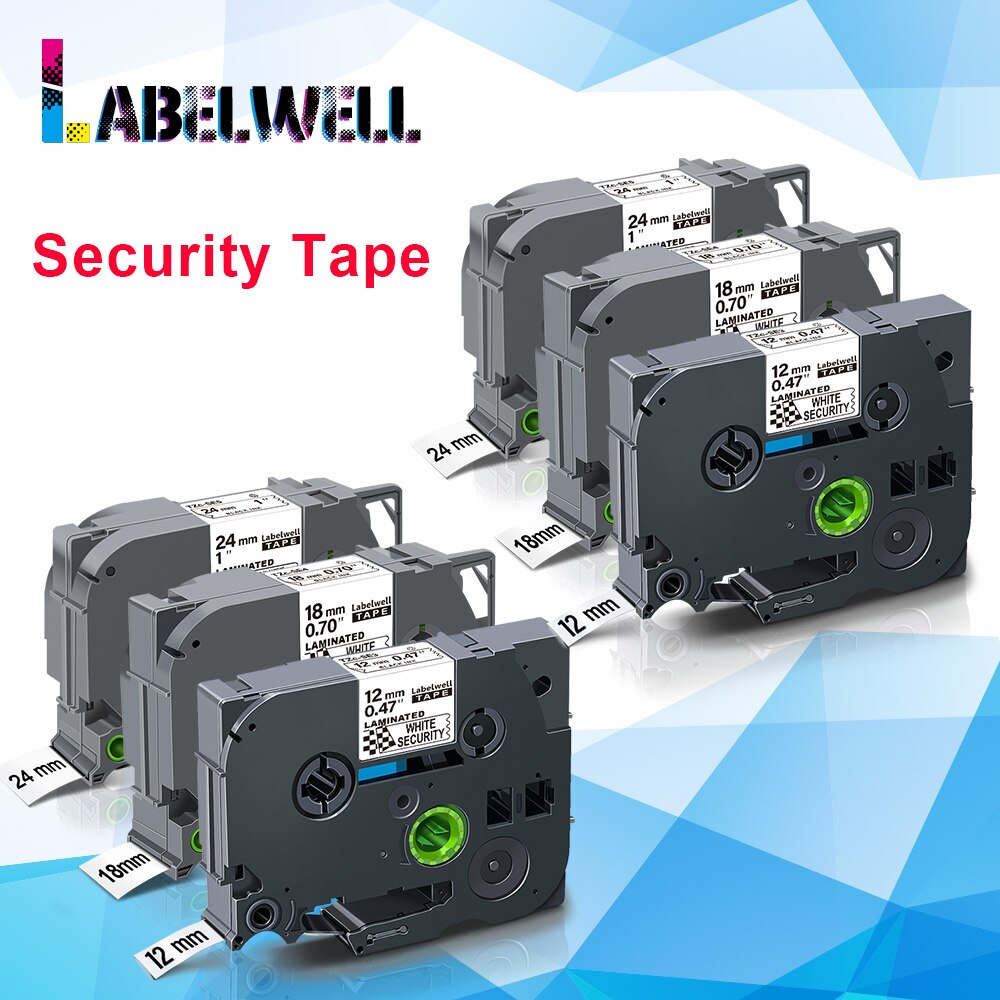 Labelwell 6PK Compatibel Voor Brother TZe-SE3 TZe-SE4 TZe-SE5 Security Tapes Voor Brother P Touch PT-H100 PT-H110 PT-D210 Printer