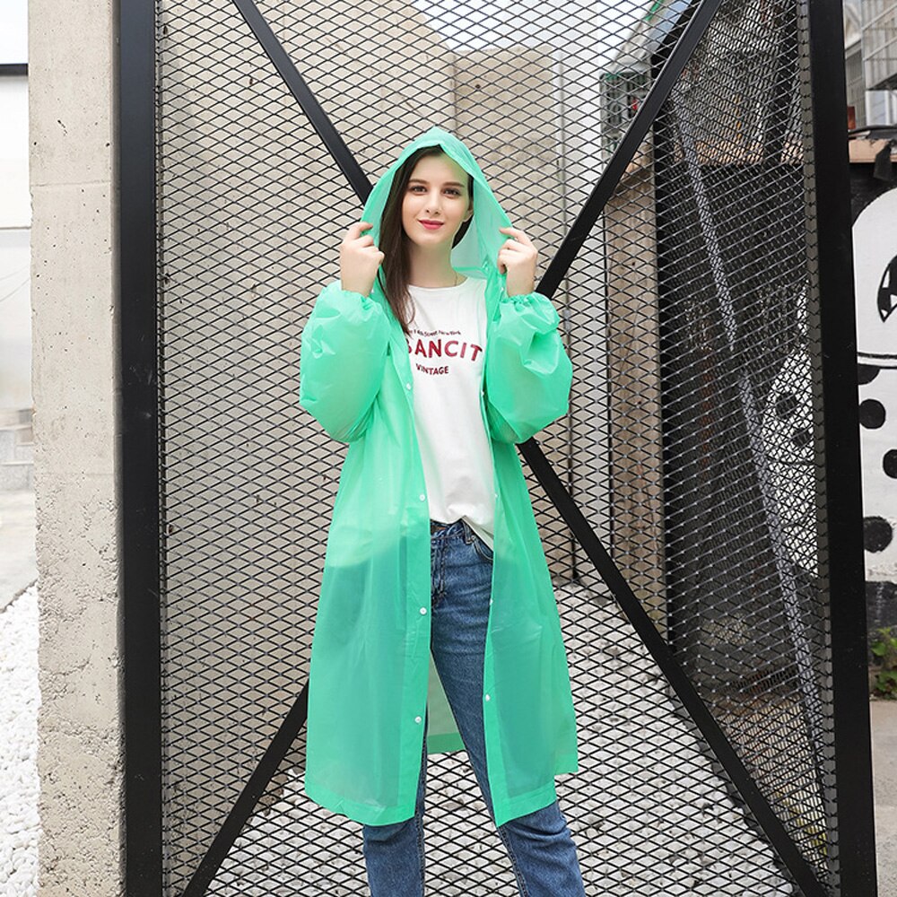 Vanntett jakke klar pvc regnfrakk regnfrakk hette poncho regntøy unisex: Grønn