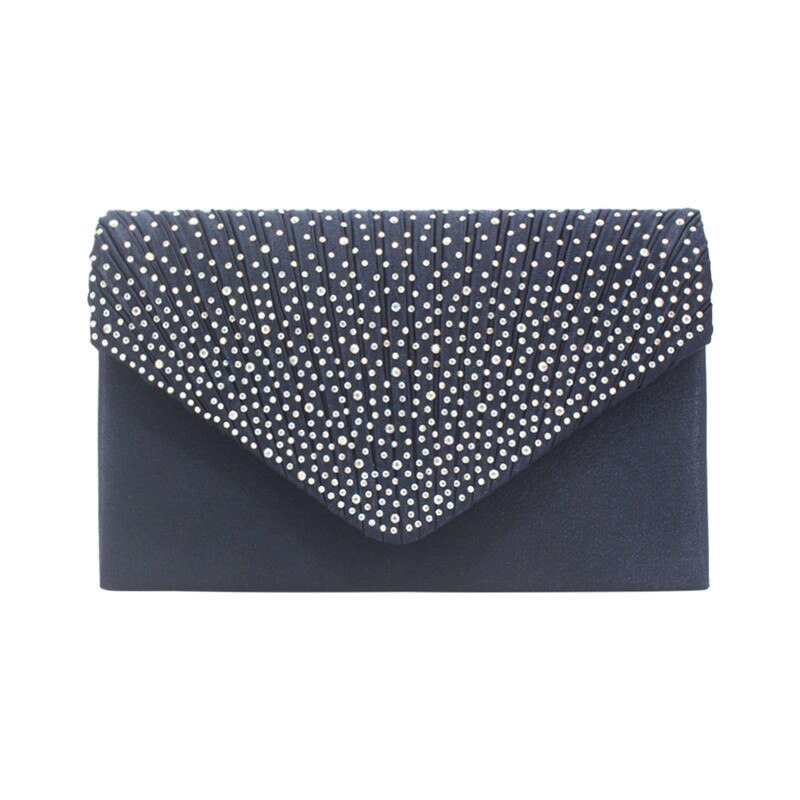 HIGH-END di STRASS pieghettato cena sacchetto di donna che indossa un abito con Cheongsam signora di sacchetto della borsa cena di diamante del sacchetto di mano bag #20: Deep Blue