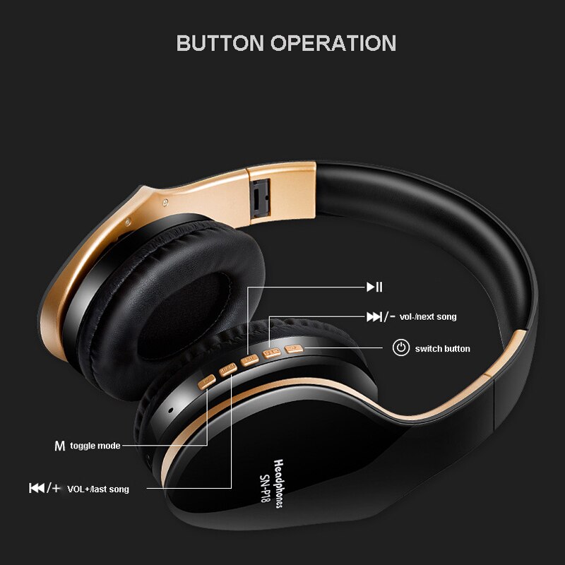 Draadloze Headset Bluetooth Hoofdtelefoon Over Ear Stereo Bass Oortelefoon Opvouwbare Verstelbare Gaming Koptelefoon Met Microfoon Voor Pc Telefoon