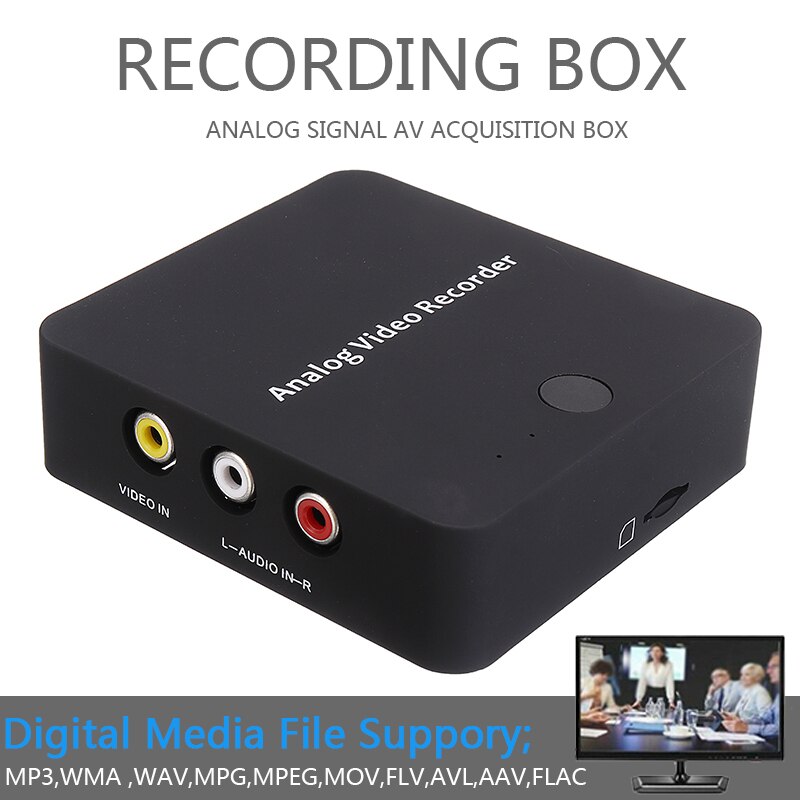 Pohiks 1pc av videoinspelare capture box svart abs konvertera vhs till digital converter stöd  mp3 wma mpeg avi för  hi8 vcr dvd