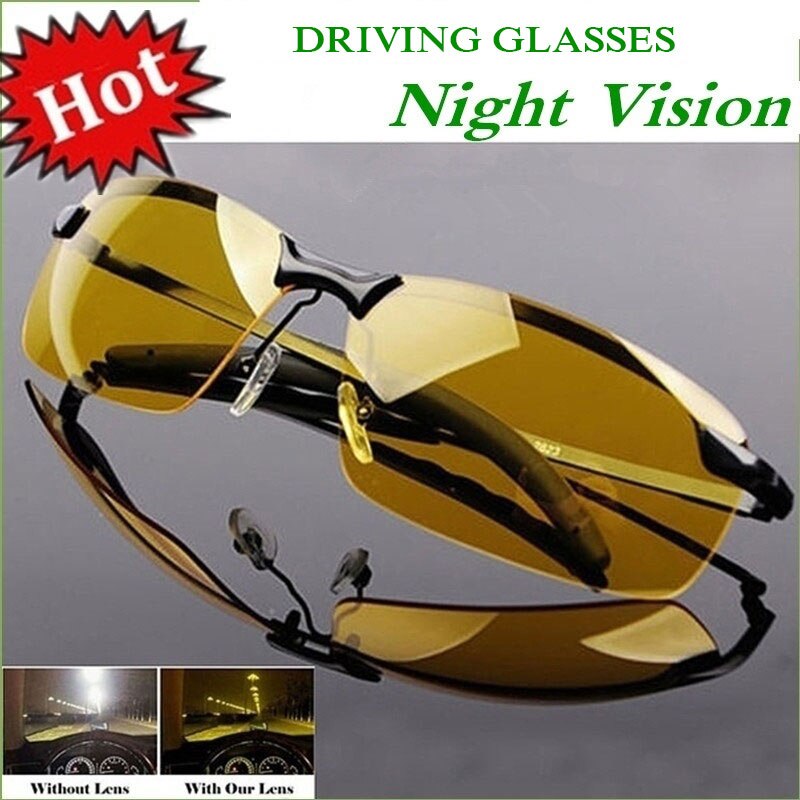 Nachtzicht Bril Zonnebril Mannen Outdoor Sport Zonnebril Driver Goggles Geel Glazen Voor Night Driving
