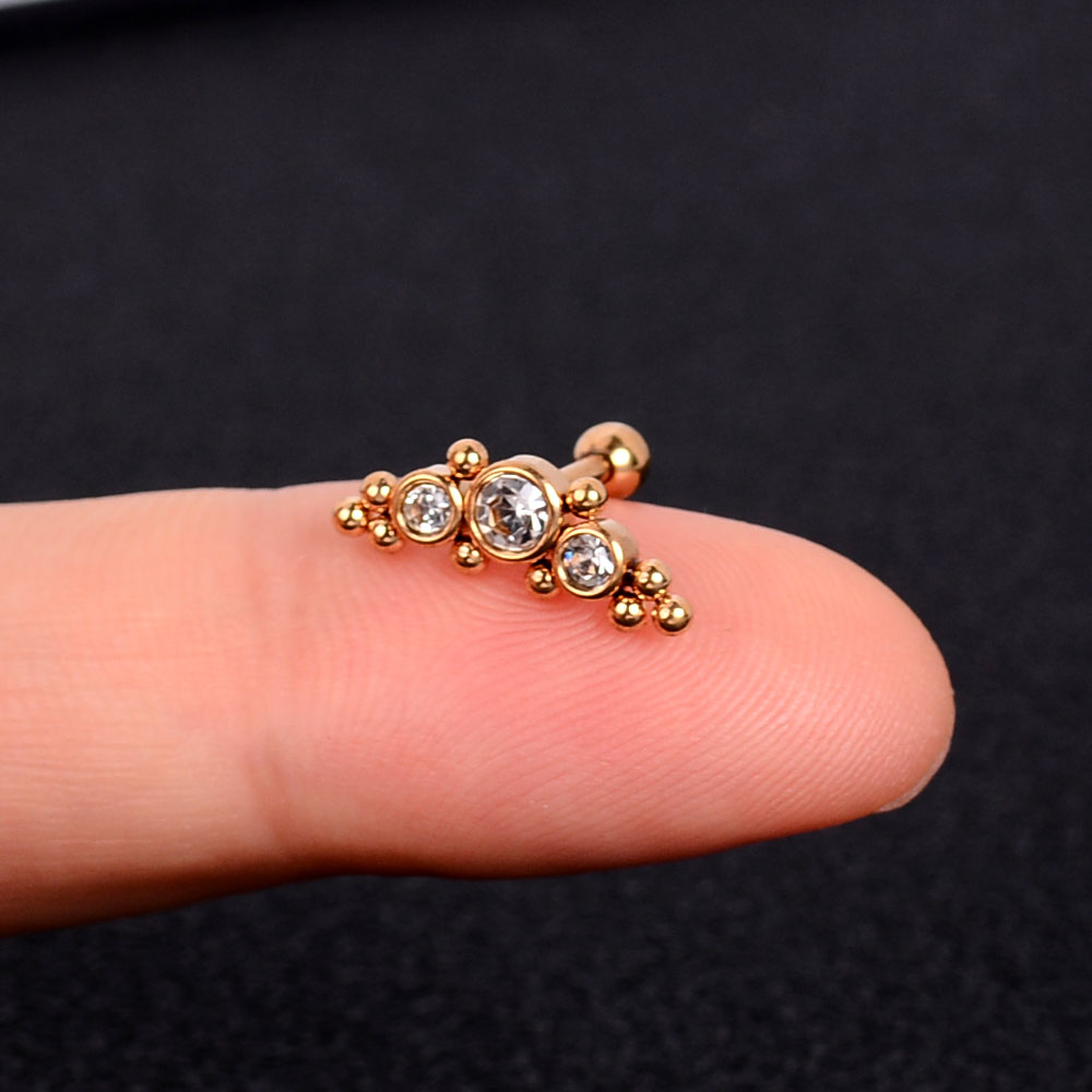 1Pcs Mini Rvs Oor Tragus Kraakbeen Helix Piercing Vlinder Daisy Kroon Sneeuwvlok Ster Kruis Emaille Studs Earring: 10 gold