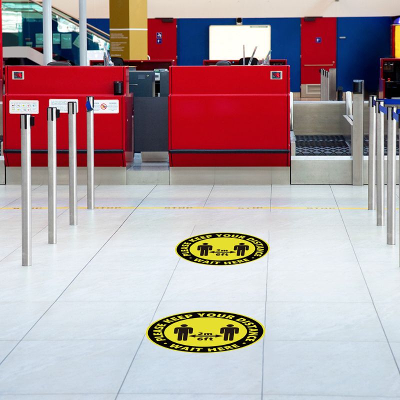 Round Circle Sticker Keep Social Distance Safety Floor Sign People Gathering Control Adhesive Paster