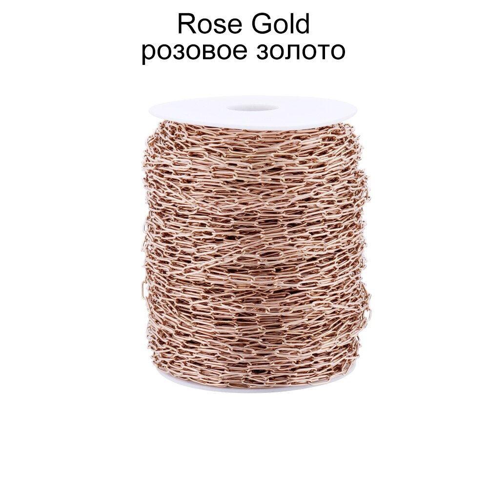 1M łańcuch ze stali nierdzewnej spinacz naszyjnik z ogniwami Sterling płaski owal łańcuch kablowy dla DIY bransoletka akcesoria do wyrobu biżuterii: Rose Gold / 3mmx 9mm round