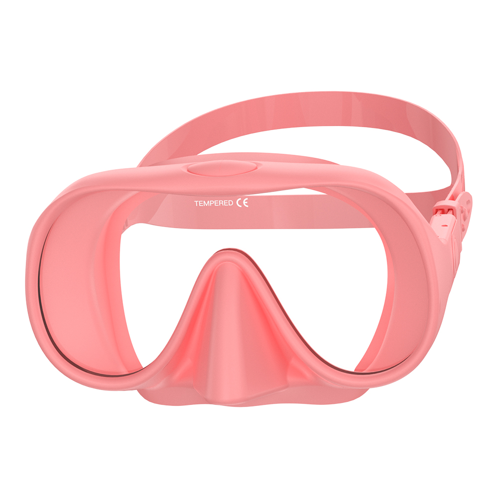 Máscara de buceo sin marco HD panorámica vista ultraancha vidrio templado snorkel gafas de natación adecuadas para adultos: Borgoña