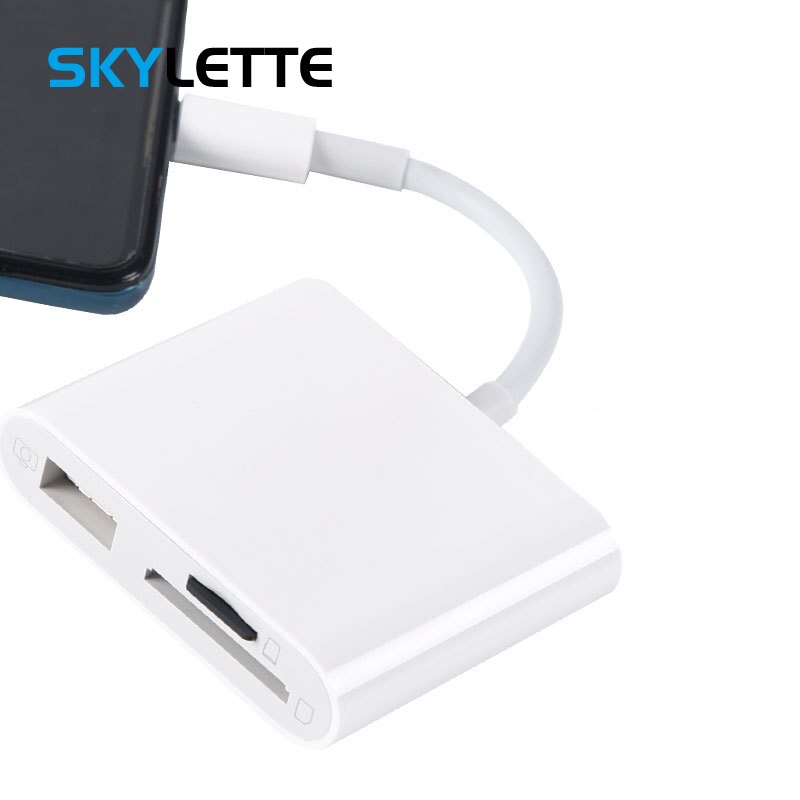 SD TF Kaartlezer USB OTG Adapter Voor Bliksem Geen APP Nodig 200mA High Power Converter voor iPhone iPad
