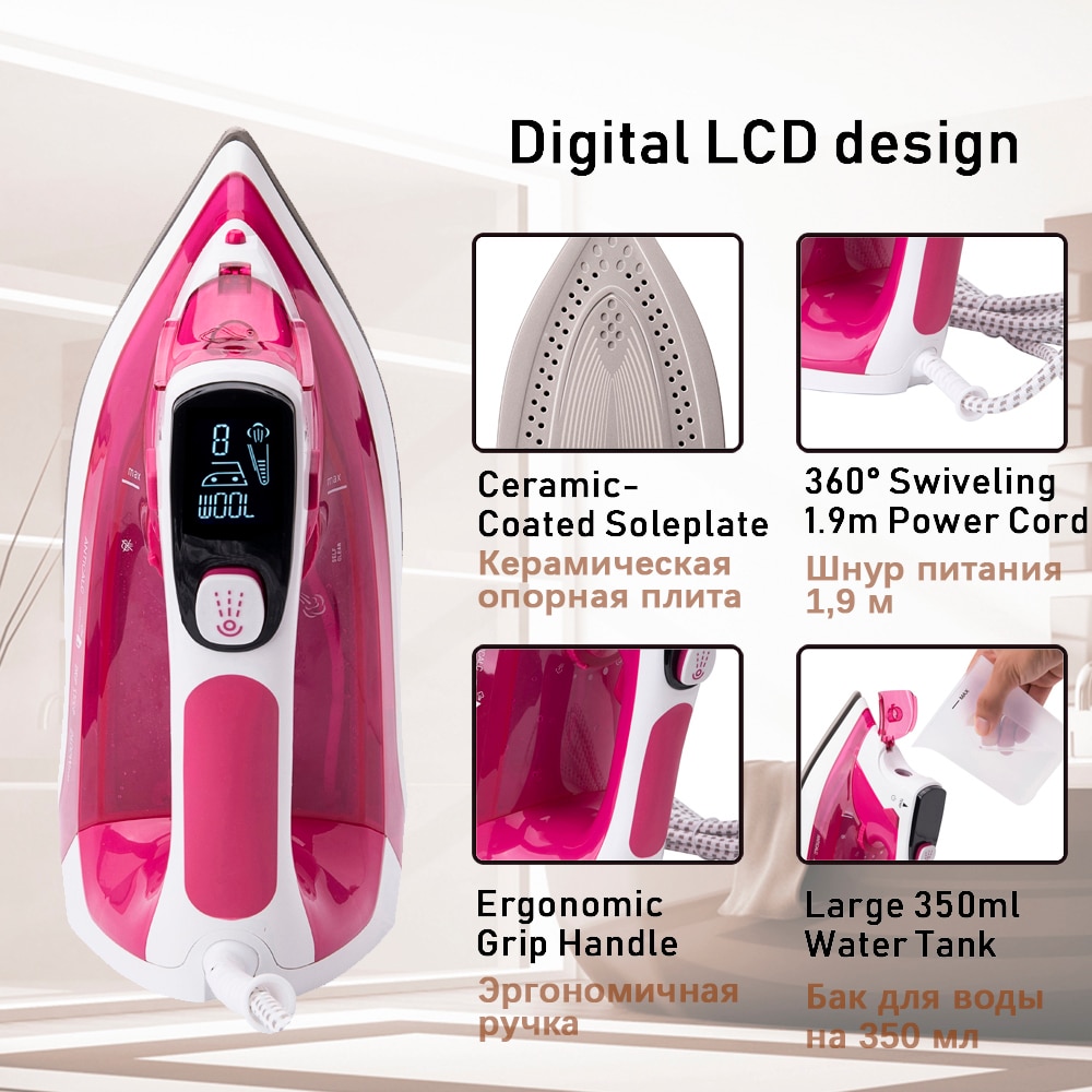 2400W Electric Steam Irons Digital LED Display For Clothes Home Laundry Appliances Iron Ironing 220V Sonifer
