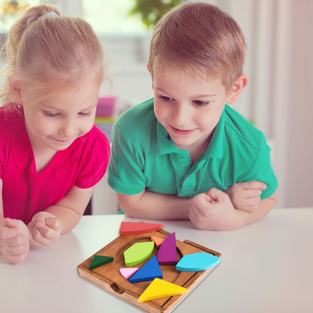 Funny Wood Puzzles Color Geometric Shape Learning Toys Daily Durability Practical Hands-on Ability Training Necessary Fun Toys