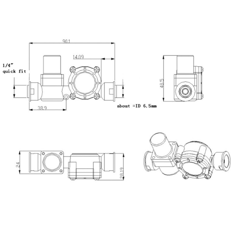 6mm PE quick fit 1/4" Plastic Water Hall Flow Sensor + Solenoid Pulse Valve