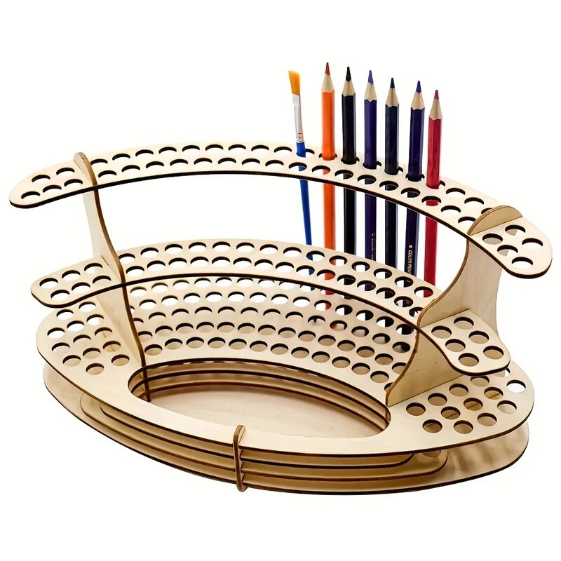 Porte-pinceau à peinture trous porte-pinceau en bois support organisateur de bureau aquarelle brosse plateau support pour crayons pinceaux