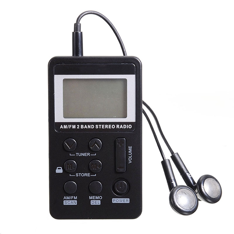 Personal Stereo AM FM Radio Portable Digital LCD Display W/ Earphones Built-in 500mAh Lithium Battery 64-108MHZ