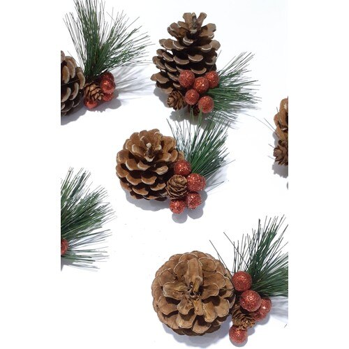 Christmas Year Pine Tree Cone Pike Ornament 6'lı